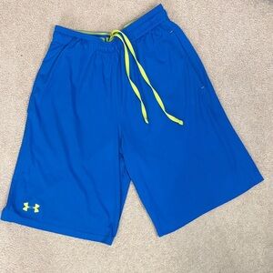 Under Armour Blue Athletic Shorts w/ Neon Trim and Pockets | Size S |